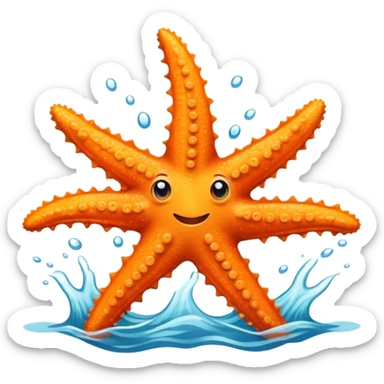 orange starfish with five arms in the ocean sticker