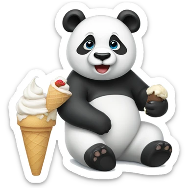 Panda eating ice cream sticker