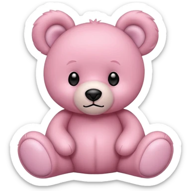 pink teddy bear tilted its head with its ears perked up sticker
