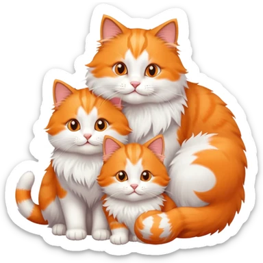 two big happy cats with four little happy cats sticker