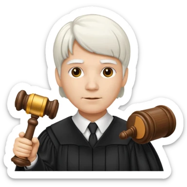 Judge with white wig and gavel sticker
