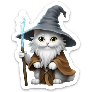 kitten gandalf magic wizard sticker