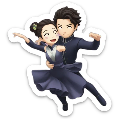 tanjiro et nesuko danse ensemble sticker