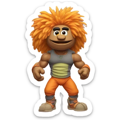Detailed image of  fraggle rocks hot muscle trainer sunset colored sticker