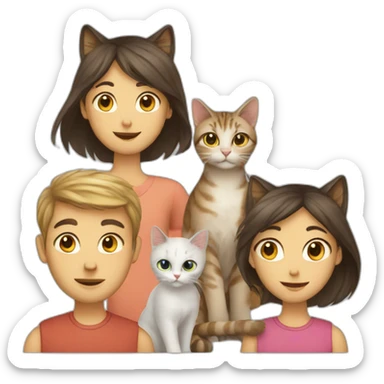 family emoji three people two cats one bird sticker