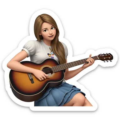 girl with guitar in skirt sticker