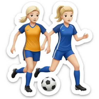 female soccer mentor and a mentee doing soccer drills sticker