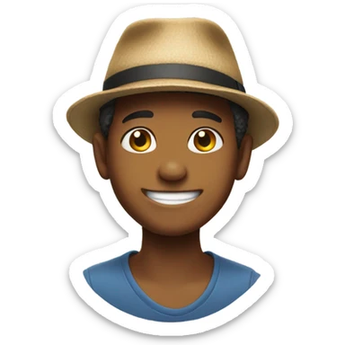 smiling boy outdoors in hat sticker