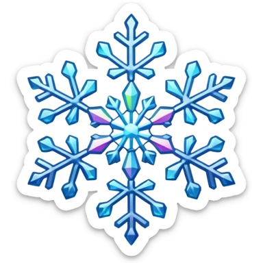 Iridescent colored, beautiful, realistic snowflake sticker