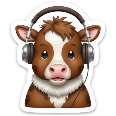 cute cow with headphones sticker