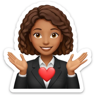 Black woman lawyer making hand hearts sticker