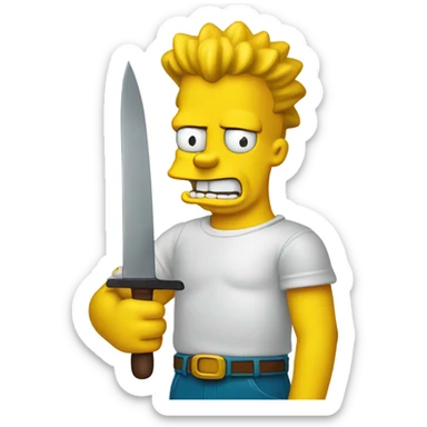 Bart Simpson with a knife sticker
