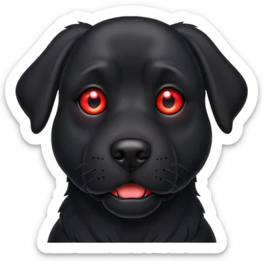 big red eyed black dog sticker