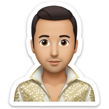 Howie Dorough from Backstreet Boys with dark brown hair, ivory sequin outfit sticker