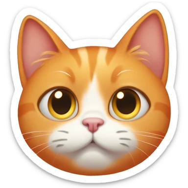 Orange cat with big sad eyes dreaming of cuddling sticker