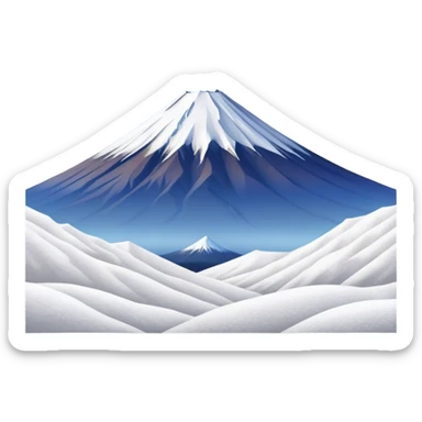 Cinematic Realistic Mount Fuji Landscape Emoji, depicted with the iconic snow-capped peak set against a serene sky rendered with lifelike textures and breathtaking, natural lighting. sticker