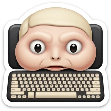 Computer keyboard missing keys, one spot replaced with exposed muscle. sticker