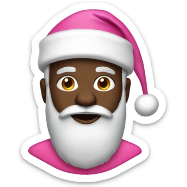 Black Santa with pink Christmas hat sticker