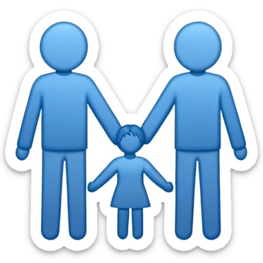 bonequinhos recortados de papel azuis de mãos dadas sticker