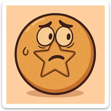 cartoon style dalgona candy with circle shape, inspired by Squid Game sticker