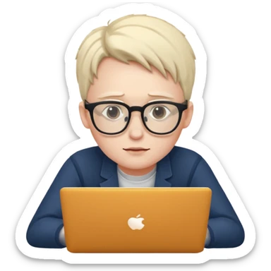 student studying with laptop sticker