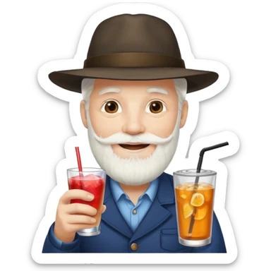 Drink holders with hat white hair white bearded  sticker