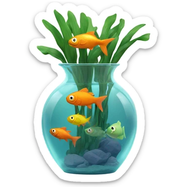 fishes in a clear vase  sticker
