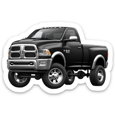 ram (brand) truck, dually type of truck, exterior color black sticker