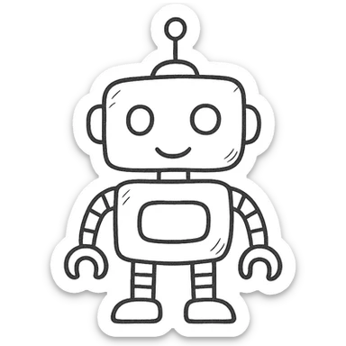 hand-drawn AI robot sticker