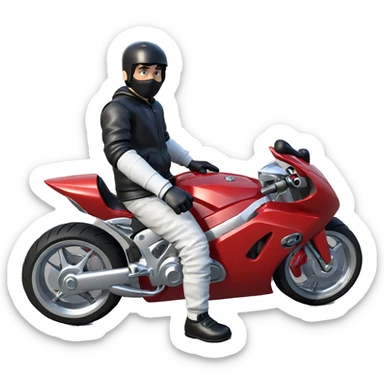 boy in gloves with motorcycle sticker