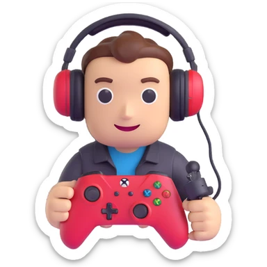 gaming mascot with a game controller and gaming headset sticker