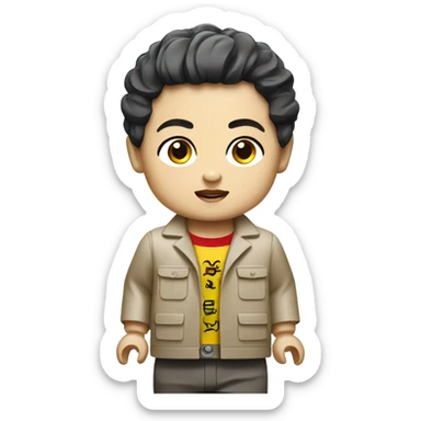 Korean baby with a car lego sticker