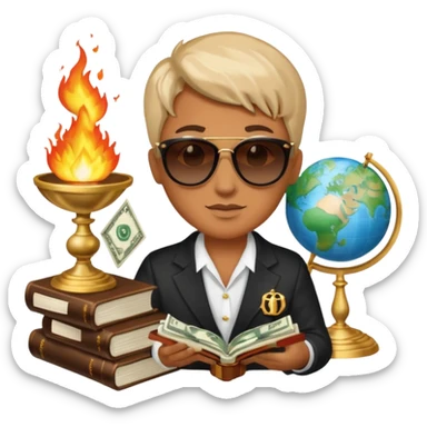 Combine these to make 1. 🌎💎📓🕶️🔥⚖️💲 sticker