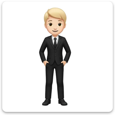 Maktab yonida kulib turgan qora kostyum shim kiygan bola rasmini chiqarib ber sticker