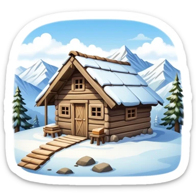 A hut in the mountains  sticker