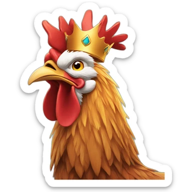 howling rooster with a crown on its head sticker