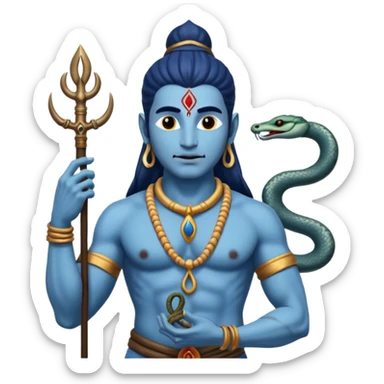 Mahadev real god  shiv not like cartoon  blue body and trishul and and had damru and nack around sanke  sticker