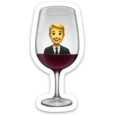 man inside a glass of wine sticker