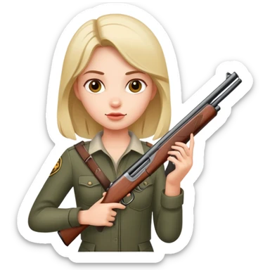 A girl holding a shotgun sticker