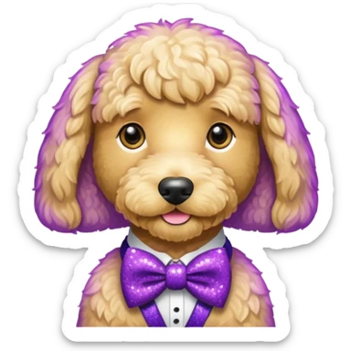 Cachorro com gravata roxa com glitter sticker