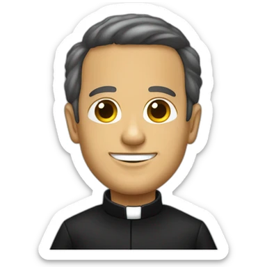 Don Bosco in a black priest suit using a biretta sticker