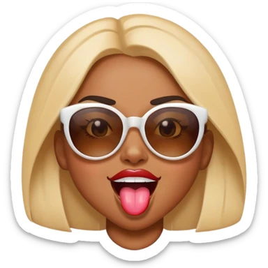 girl sunglasses tongue out wink crazy sticker