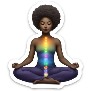 Galaxy Afro Meditating with all the chakras aligned and glowing  sticker