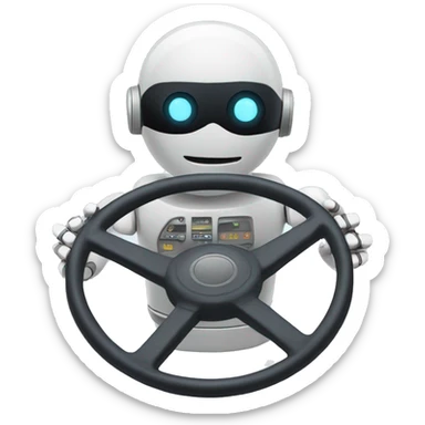 Robot holding steering wheel sticker
