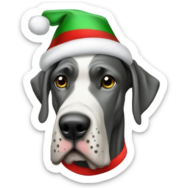 Great dane with Christmas hat sticker
