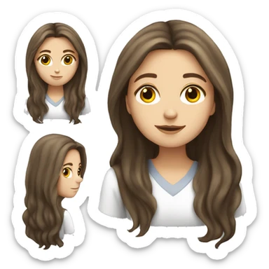 Brunette white girl long hair studying  sticker