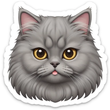 cinematic-adorable-big-eyed-fluffy-grey-persian-cat-portrait-emoji,-head-tilted-playfully-with-a-sweet-expression,-fluffy-grey-fur,-simplified-yet-irresistibly-cute-features-with-large,-expr sticker