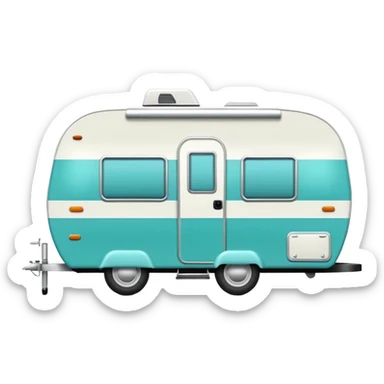 Realistic portable turquoise travel trailer isolated.  sticker