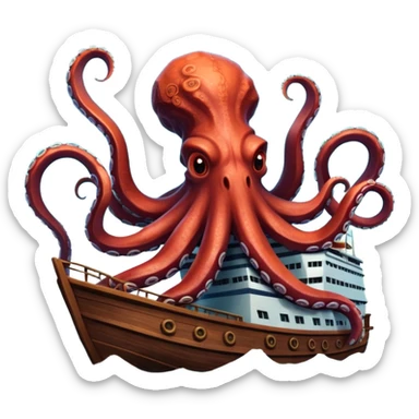 Kraken – Giant octopus with tentacles wrapping a ship sticker