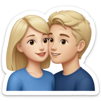 A Cute boy kissing a cute girl sticker